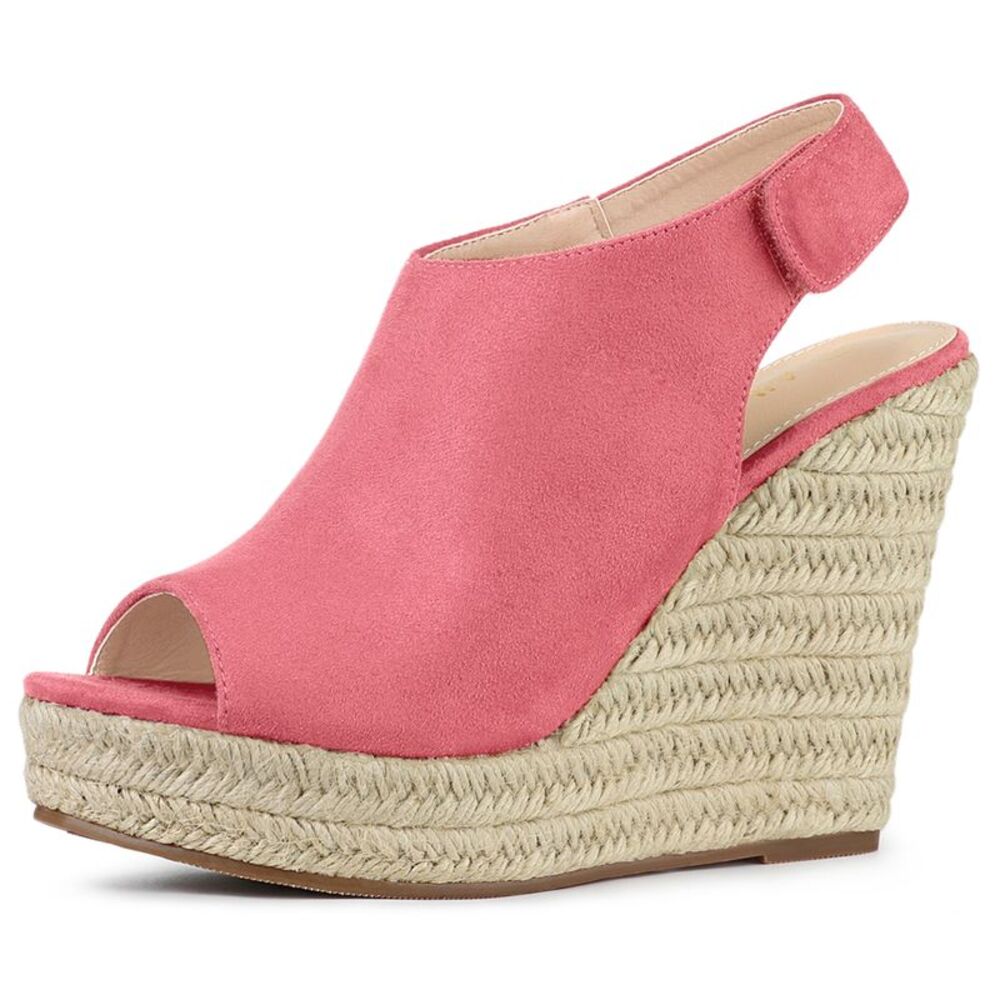 Slingback Platform Wedges Heel Espadrille Wedge Sandals Watermelon Red